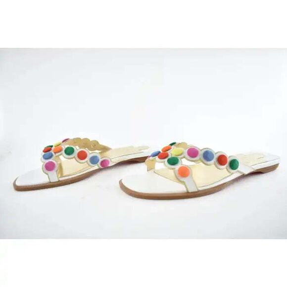 Christian Louboutin Smarta Flat White Multicolor Slide Slip Flip Flop Sandal 38 - Picture 10 of 12